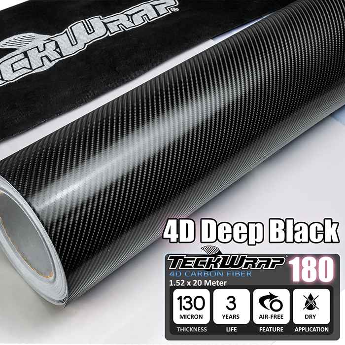 Пленка под карбон 4D TeckWrap Черный цвет, размер 1,52м х 30м