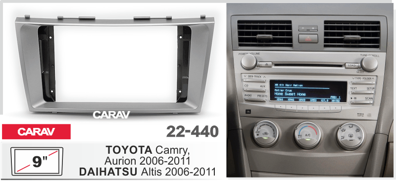 Toyota Camry 2006-2011 / Daihatsu Altis 2006-2011 9 переходная рамка CARAV Toyota Camry 2006-2011 / Daihatsu Altis 2006-2011 9 переходная рамка CARAV