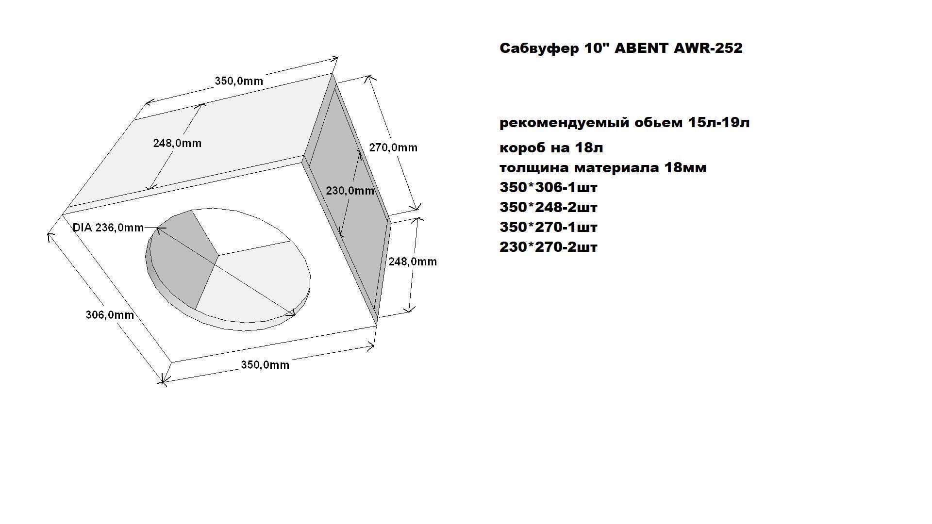 ABENT AWR-252 сабвуфер