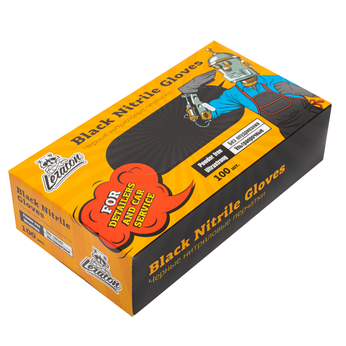 Перчатки нитриловые, черные LERATON, L 100шт