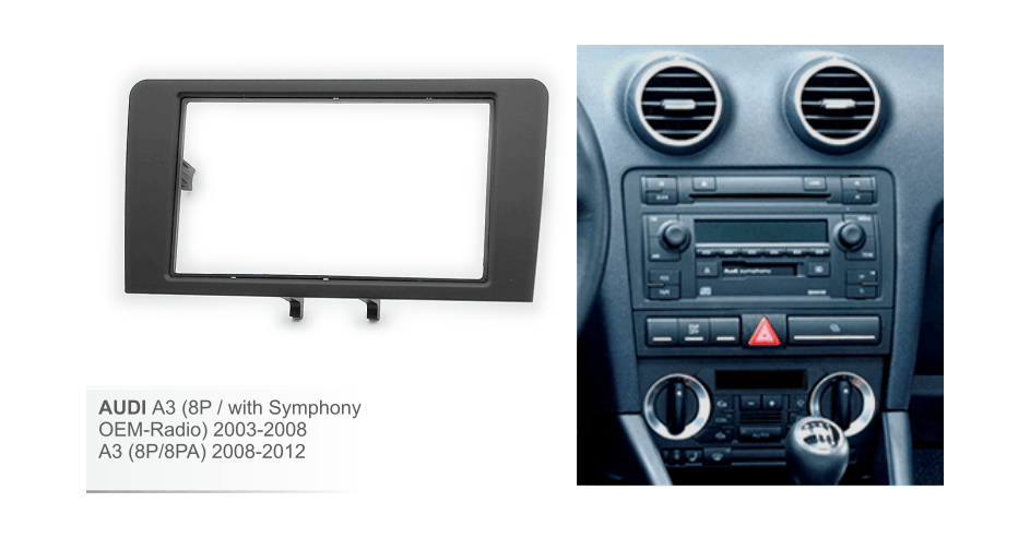 Переходная рамка для Audi A3 03-, A4, TT 07- 2DIN