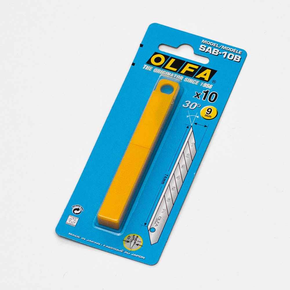 Лезвия OLFA стальные SAB-10 (9ММ, 30°, 10 ШТ)