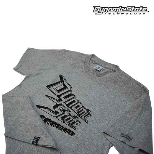 Dynamic State Футболка серый меланж, три уровня, чёрный принт L