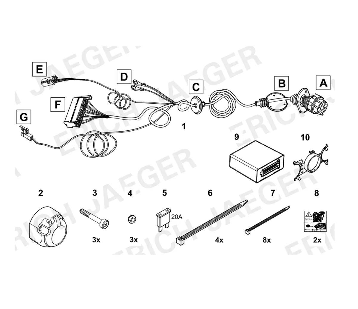 Erich-Jaeger 737093 (7-pin) штатная электрика для Mercedes E-class 2002-2009