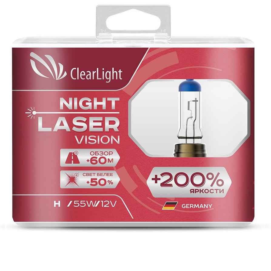 Clearlight Лампа H1 12V-55W Night Laser Vision +200% Light (2шт) Clearlight Лампа H1 12V-55W Night Laser Vision +200% Light (2шт)
