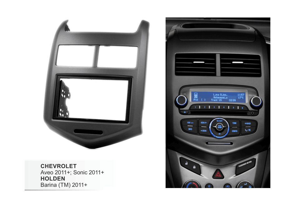 Переходная рамка для Chevrolet Aveo 2012 2DIN черная