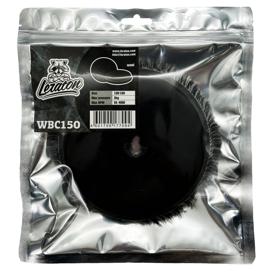 Меховой круг на поролоне (ворс средней длины) 130/150мм LERATON WBC150