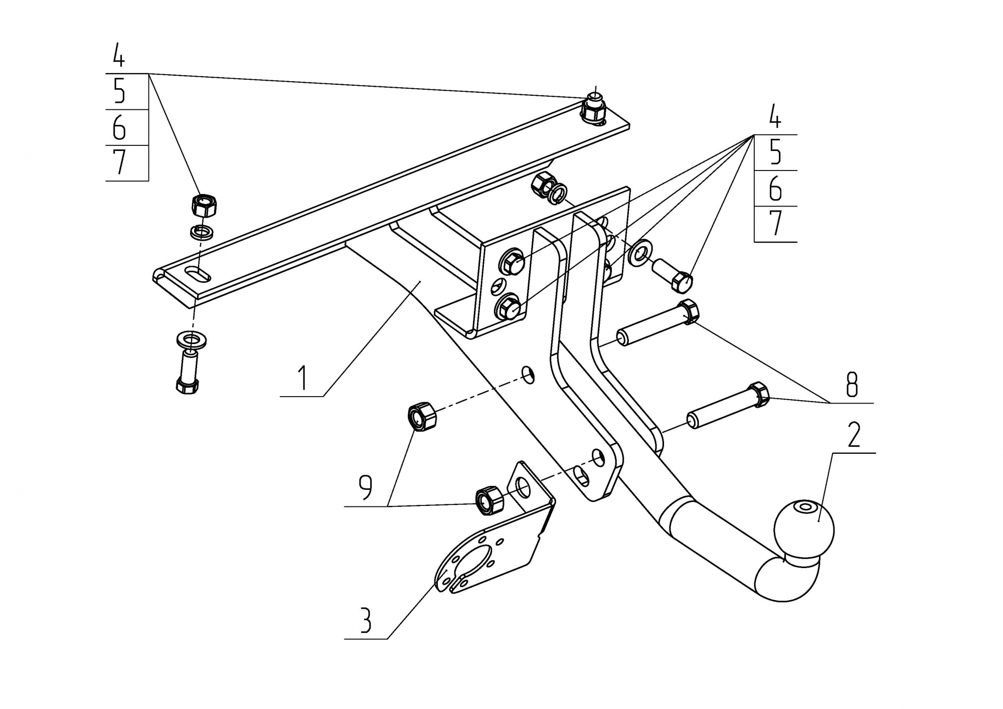 Фаркоп AvtoS UAZ-06 для УАЗ Pickup 2008-..., условно съемный шар (тип A)