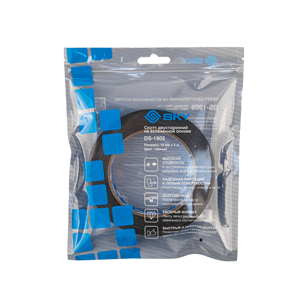 SKY DS-1905 19 мм х 5 м скотч двусторонний синий лайнер