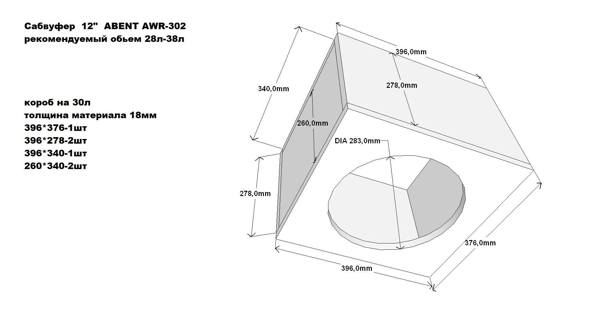 ABENT AWR-302 сабвуфер