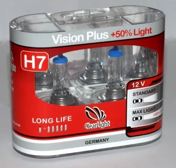 Clearlight Лампа H7 12V-55W Vision Plus +50% Light (2шт)