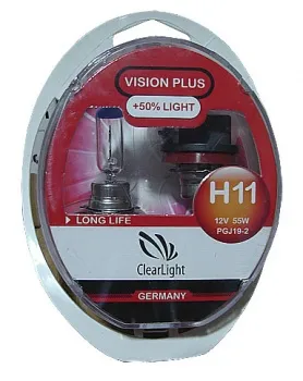 Clearlight Лампа H11 12V-55W Vision Plus +50% Light (2шт)