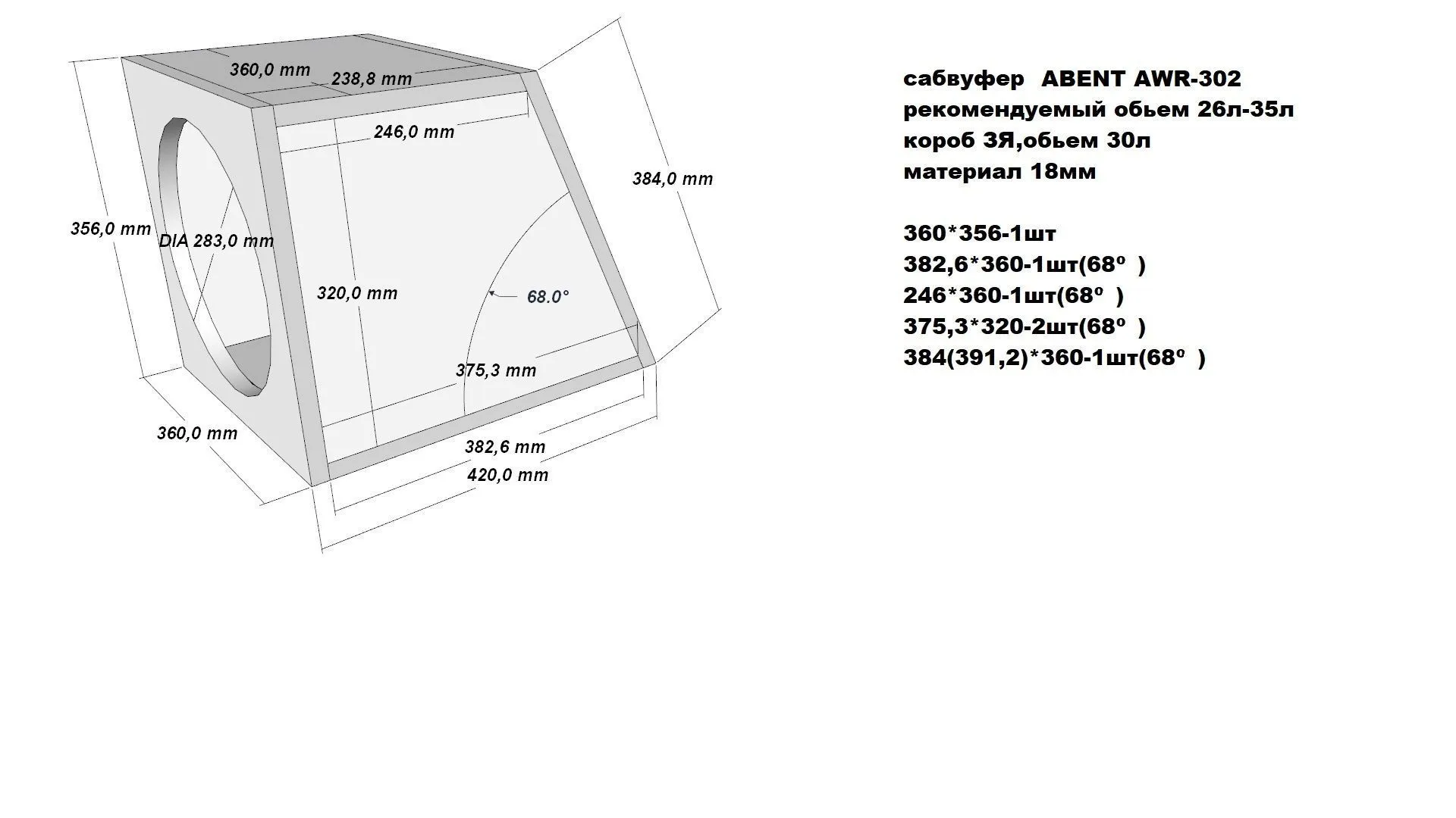 ABENT AWR-302 сабвуфер